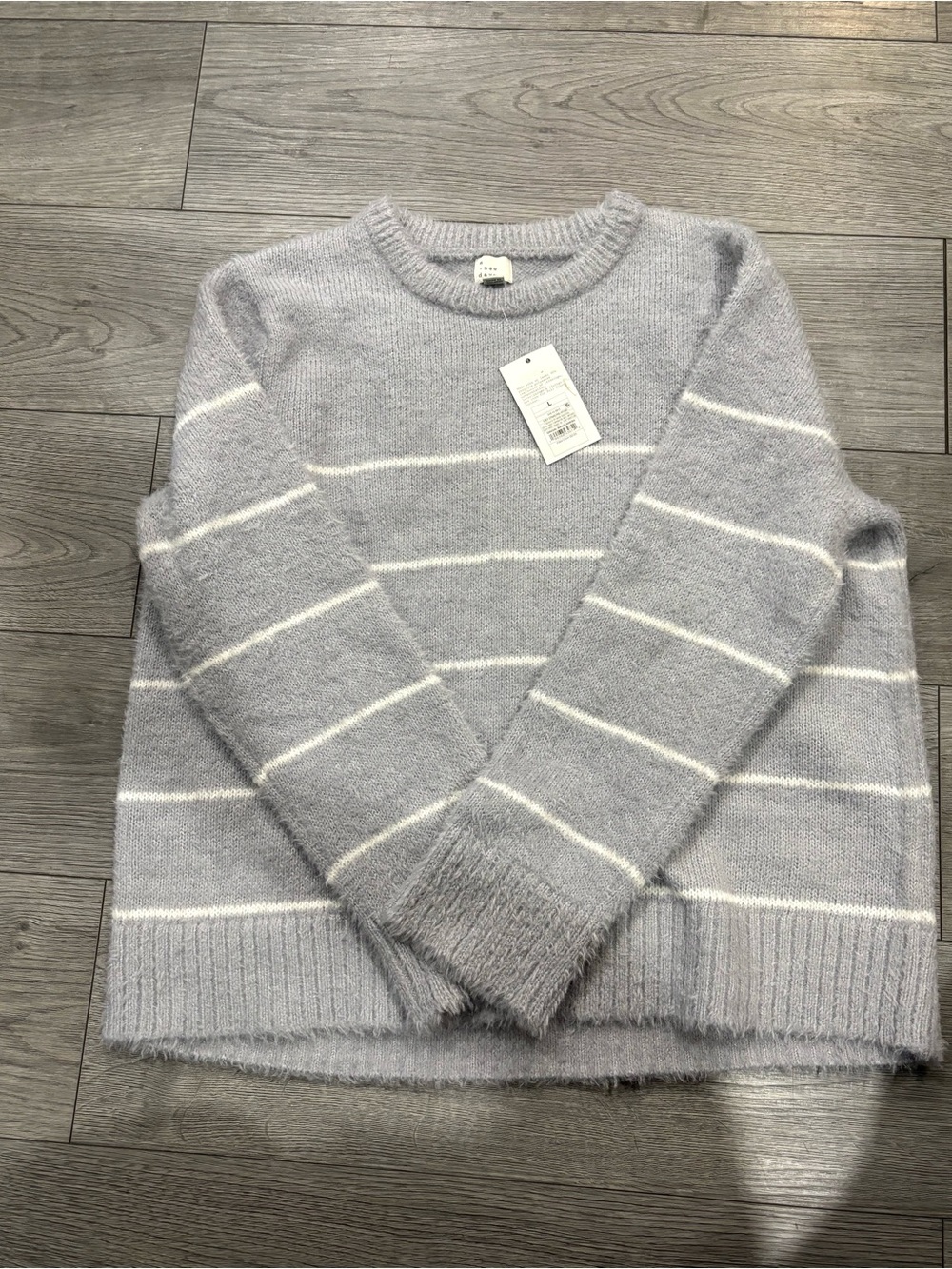 Target Women's Light Gray & White Striped Crewneck Sweater